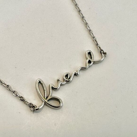 Kathy Davis scatter joy friend script  silver plated pendant necklace - Picture 3 of 10